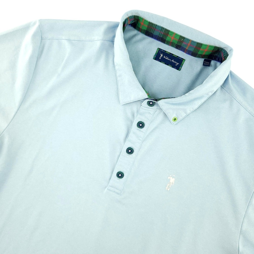 William Murray Polo Shirt Mens XL Blue Solid Golfer Logo Golf Performance Top
